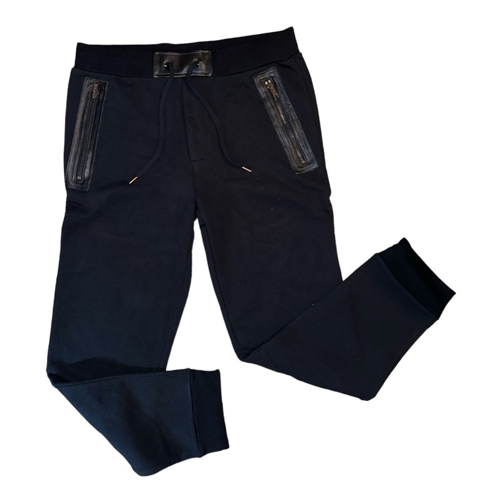 🔥 $198 MARC BY MARC JACOBS MENS DESIGNER SWEATPANTS LAMB LEATHER PATCHS Sz L 🔥